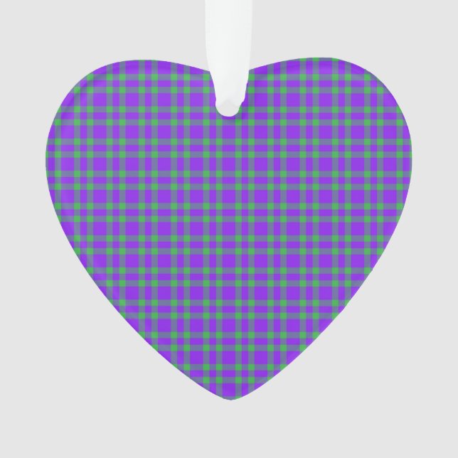 Purple Green Plaid Pattern Ornament (Front)