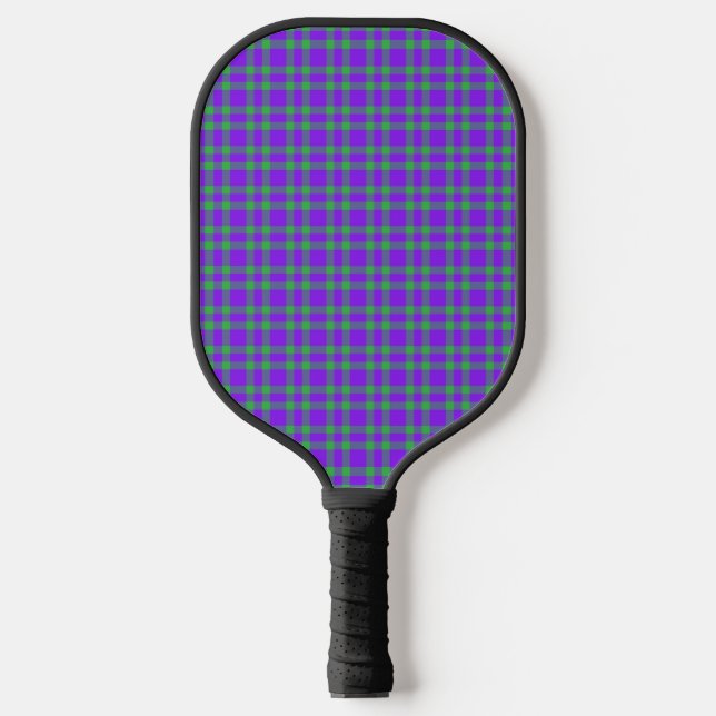 Purple Green Plaid Pattern Pickleball Paddle (Front)