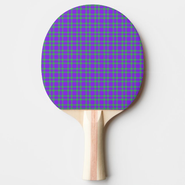 Purple Green Plaid Pattern Ping Pong Paddle (Front)