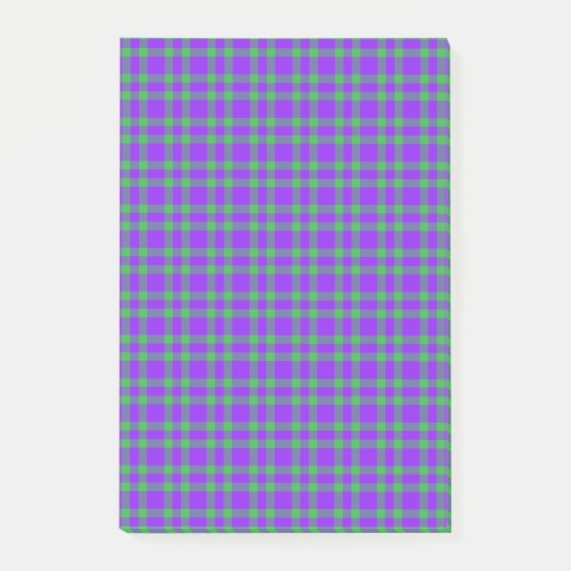 Purple Green Plaid Pattern Post-it Notes (Front)