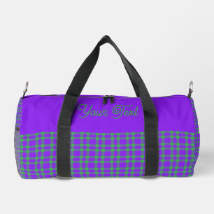 Purple Green Plaid Personalize Pattern Small Duffle Bag
