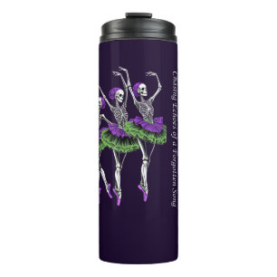 Purple Green Skeleton Ballerina Chasing Echoes Thermal Tumbler