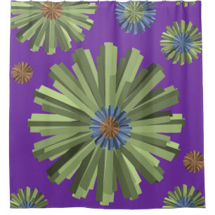 Purple green star showercurtain