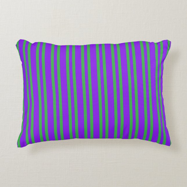 Purple Green Stripes Seamless Pattern Accent Pillow (Front)