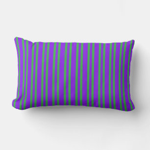 Purple Green Stripes Seamless Pattern Lumbar Pillow
