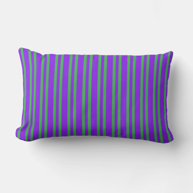 Purple Green Stripes Seamless Pattern Lumbar Pillow (Front)