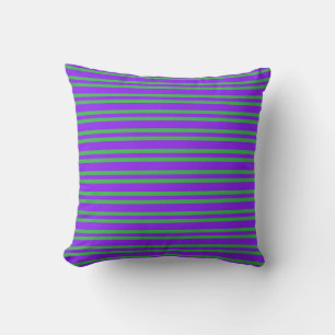 Purple Green Stripes Seamless Pattern Throw Pillow