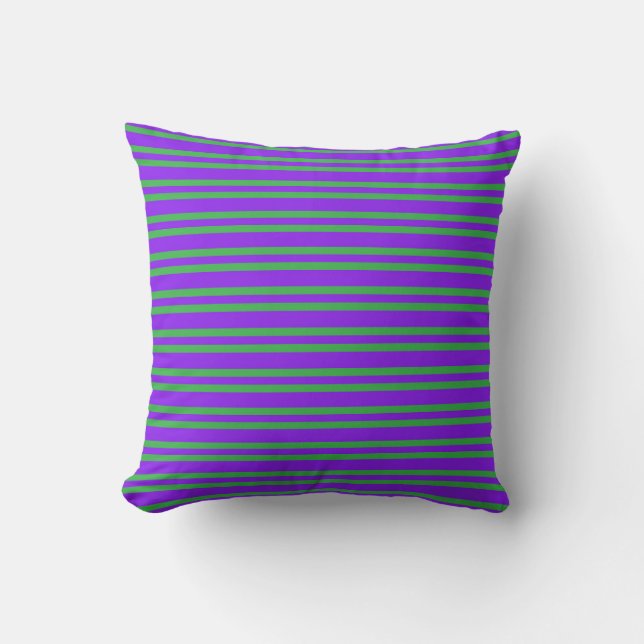 Purple Green Stripes Seamless Pattern Throw Pillow (Front)