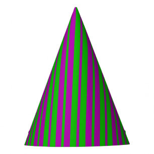 Purple Green Stylish Stripes Pattern Design  Party Hat