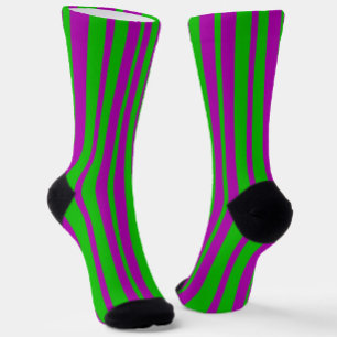 Purple Green Stylish Stripes Pattern Design Socks