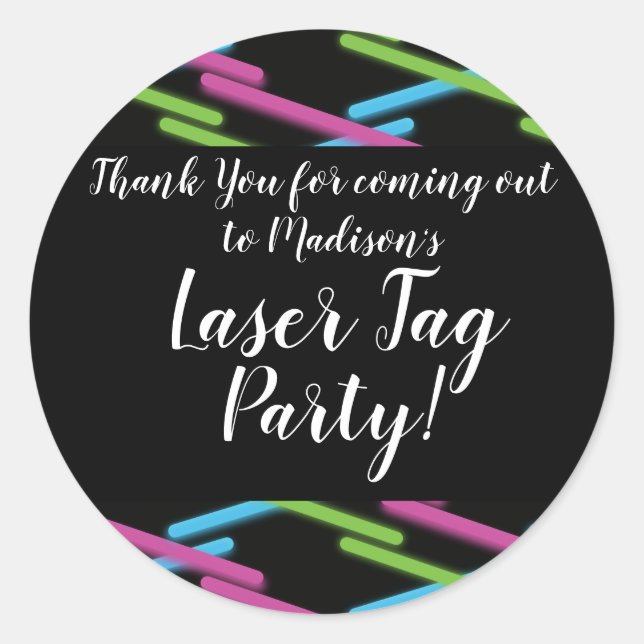 Purple Green Teal Neon Laser Tag Party Birthday (Front)