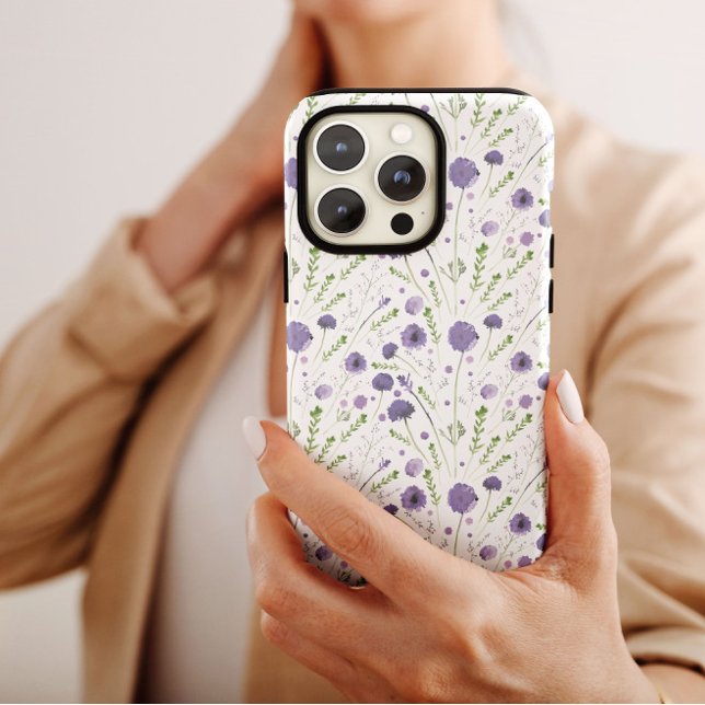 Purple Green Tossed Flower Pattern Case-Mate iPhon iPhone Case (Creator Uploaded)
