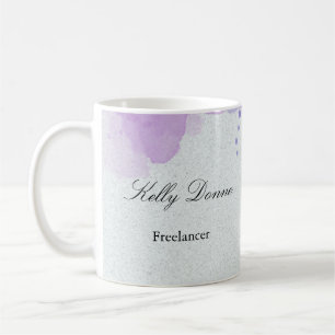 Purple green watercolor leaves coffee mug