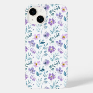 Purple Green Watercolor Wildflower Case-Mate iPhone 14 Case