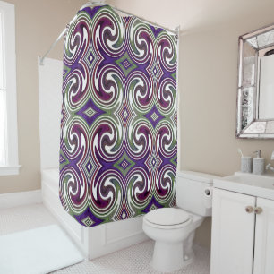 Purple Green White Abstract Swirl Pattern