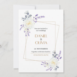 Purple Green White Classic  Invitation