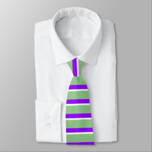 Purple Green White Geometric Stripes Tie