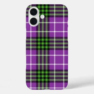 PURPLE GREEN WHITE HALLOWEEN PLAID PATTERN iPhone 16 PLUS CASE