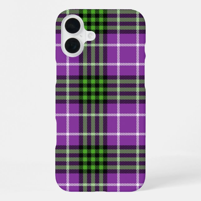 PURPLE GREEN WHITE HALLOWEEN PLAID PATTERN iPhone CASE (Back)