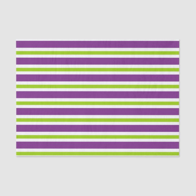 PURPLE GREEN WHITE HALLOWEEN STRIPES TISSUE PAPER (Front)