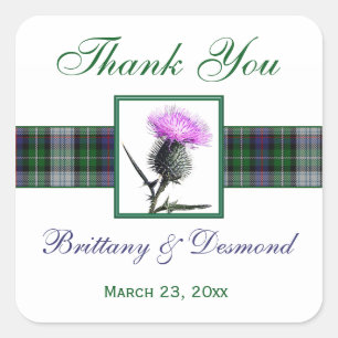 Purple, Green, White Tartan Thistle 1.5" Sticker