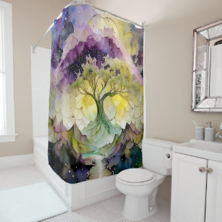 Purple Green Yellow Blue Abstract Fantasy Tree