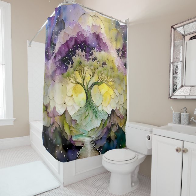 Purple Green Yellow Blue Abstract Fantasy Tree (In Situ)
