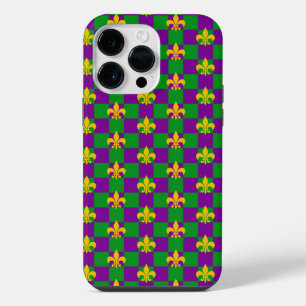 PURPLE GREEN YELLOW MARDI GRAS PATTERNS iPhone 14 PRO MAX CASE