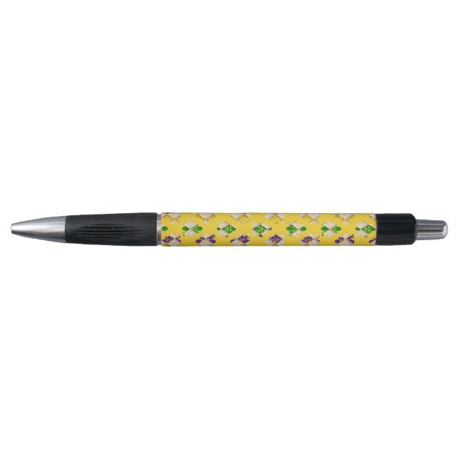 PURPLE GREEN YELLOW MARDI GRAS PATTERNS PEN (Front)