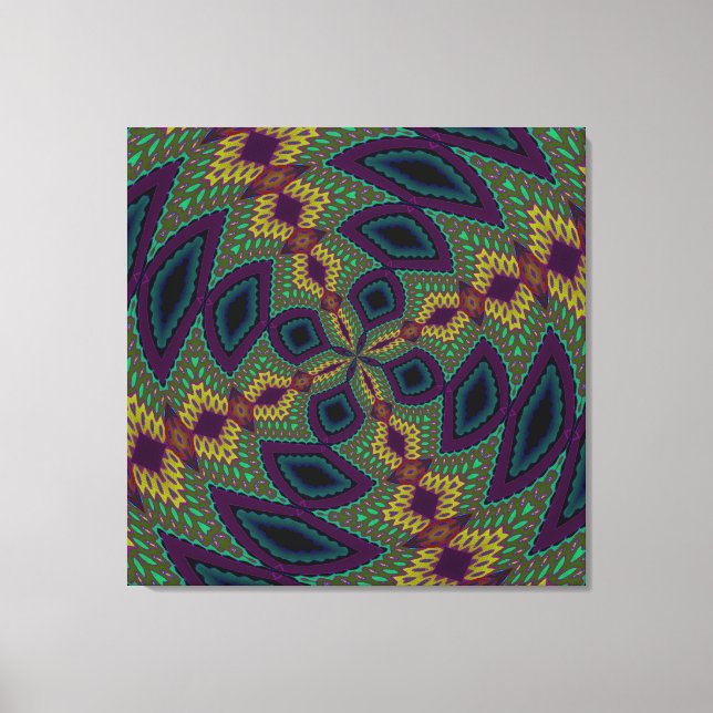 Purple Green Yellow Modern Geometric Abstract Patt Canvas Print (Front)