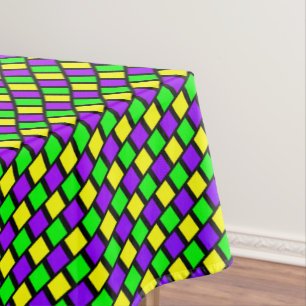 Purple Green Yellow Pattern Mardi Gras Tablecloth