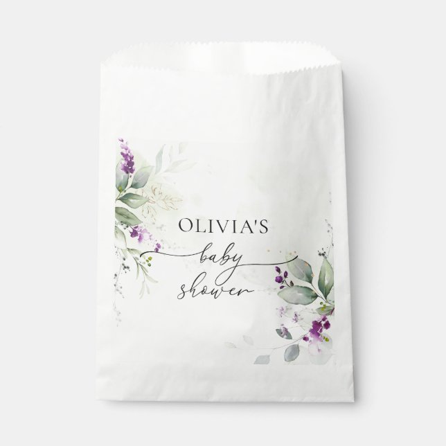 Purple Greenery Lavender Favour Bag (Front)