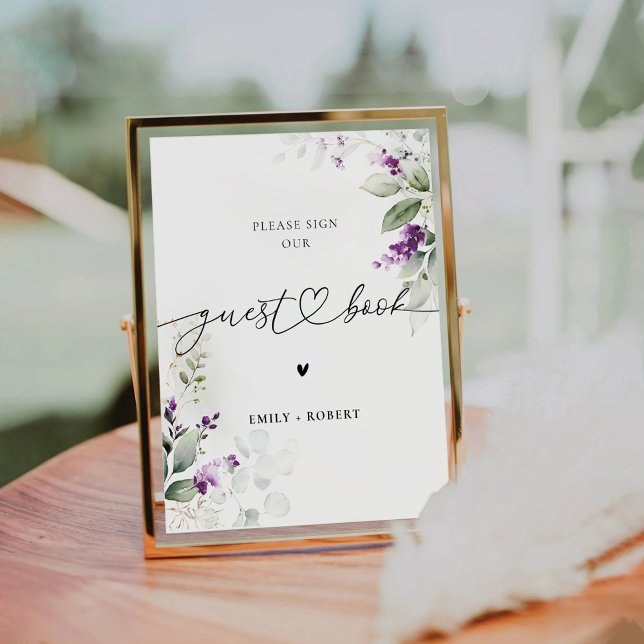 Purple Greenery Lavender Guest Book Sign (Creator Uploaded)