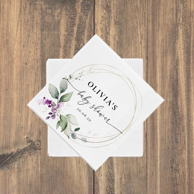 Purple Greenery Lavender Paper Napkins (Creator Uploaded)