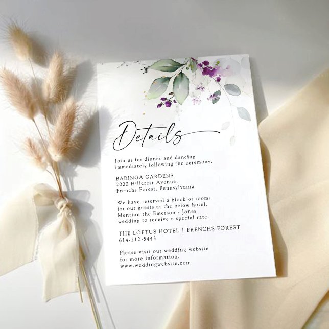 Purple Greenery Lavender Wedding Enclosure Card (Creator Uploaded)