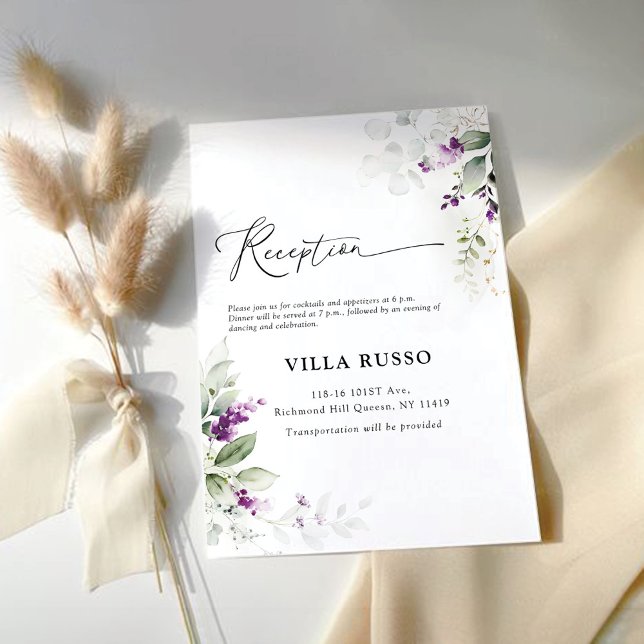 Purple Greenery Lavender Wedding Enclosure Cards (Creator Uploaded)