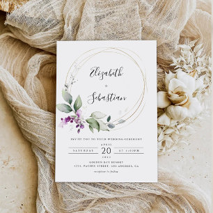 Purple Greenery Lavender Wedding Invitation