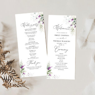 Purple Greenery Lavender Wedding Program