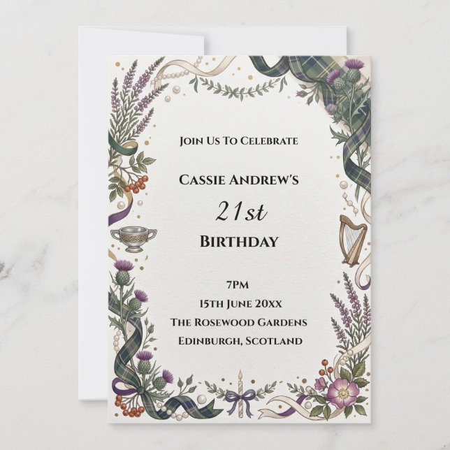 Purple Greenery Milestone Birthday Invitation (Front)