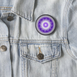 Purple Grey 3D Swirl Modern Abstract Fractal Art 2 Inch Round Button