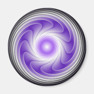 Purple Grey 3D Swirl Modern Abstract Fractal Art Magnet