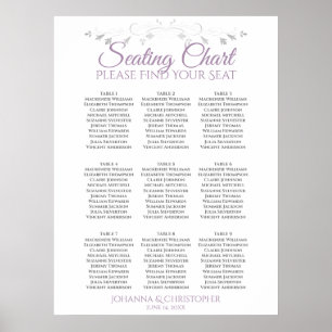 Purple & Grey 9 Table Wedding Seating Chart