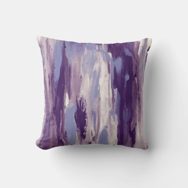 Purple Grey Abstract Throw Pillow (Front)
