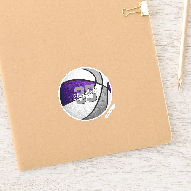 purple grey basketball team colours gifts under 10 (Notebook)