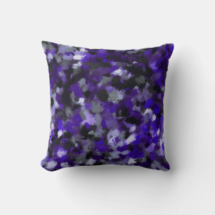 Purple, Grey, Black and Blue Abstract Throw Pillow