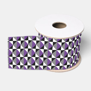 Purple, Grey, Black and White Square and Diamond Grosgrain Ribbon