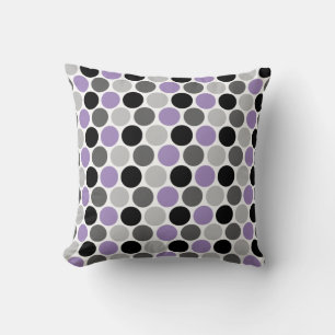 Purple, Grey, Black Retro Circles Pattern Throw Pillow