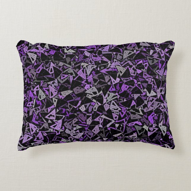 Purple Grey Black Triangle Seamless Pattern Accent Pillow (Front)