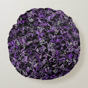 Purple Grey Black Triangle Seamless Pattern Round Pillow