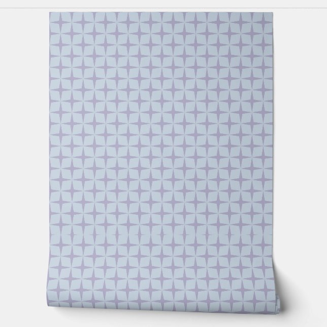 Purple Grey-Blue Compass Star Pattern Retro Style Wallpaper (Unrolling)